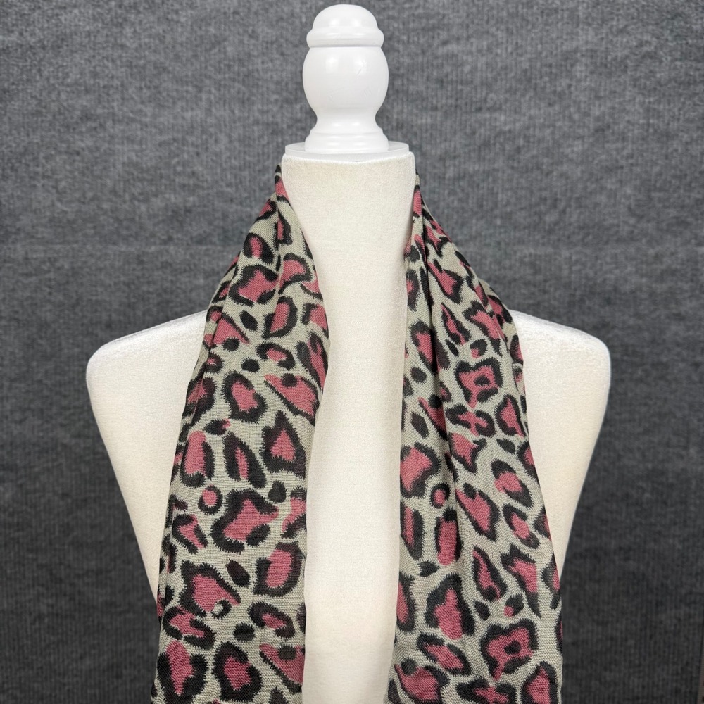 Raj Scarf Womens Pink Leopard Print 100% Cotton Lightweight Boho Chic Indie
